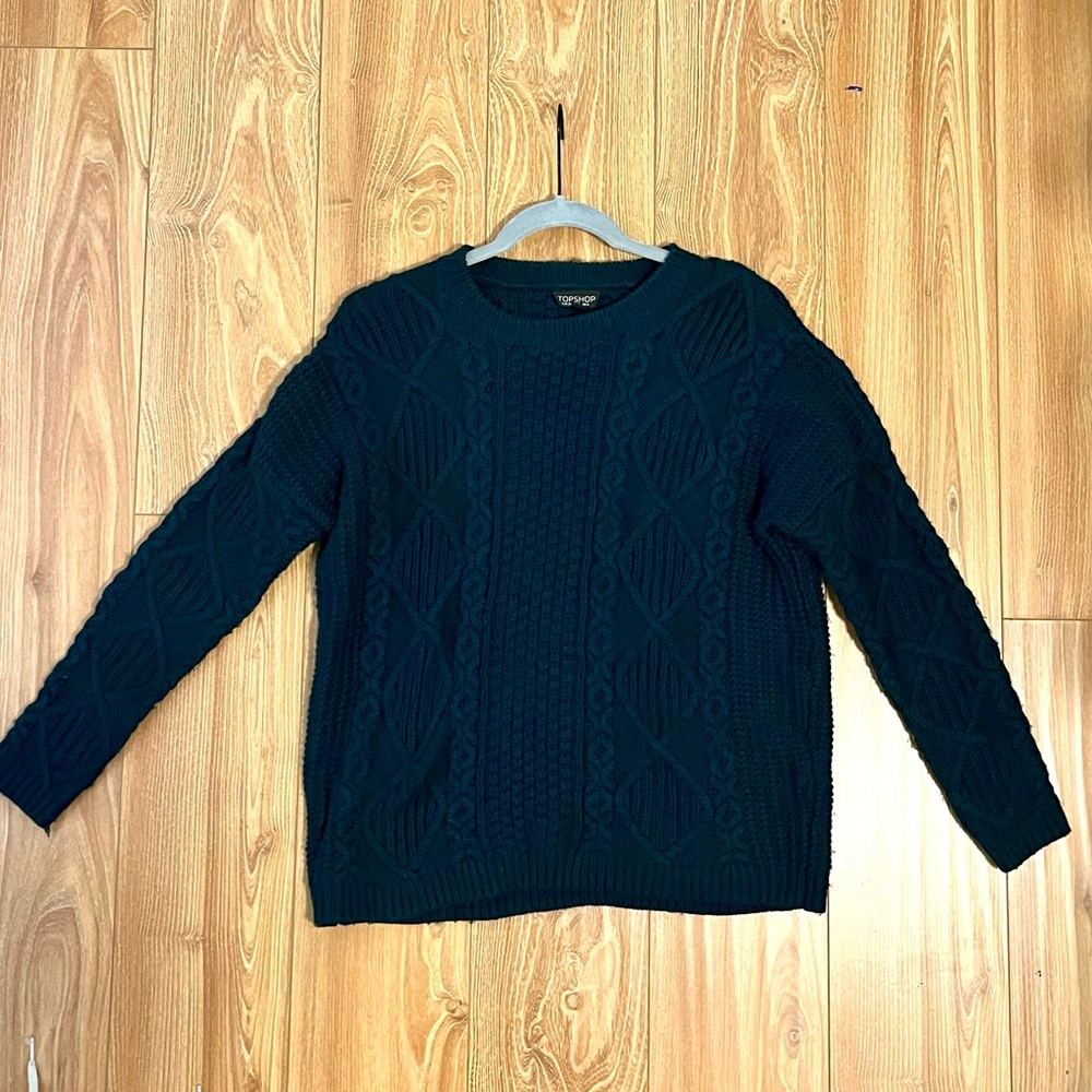 Topshop Fisherman Sweater Dark Green size 2